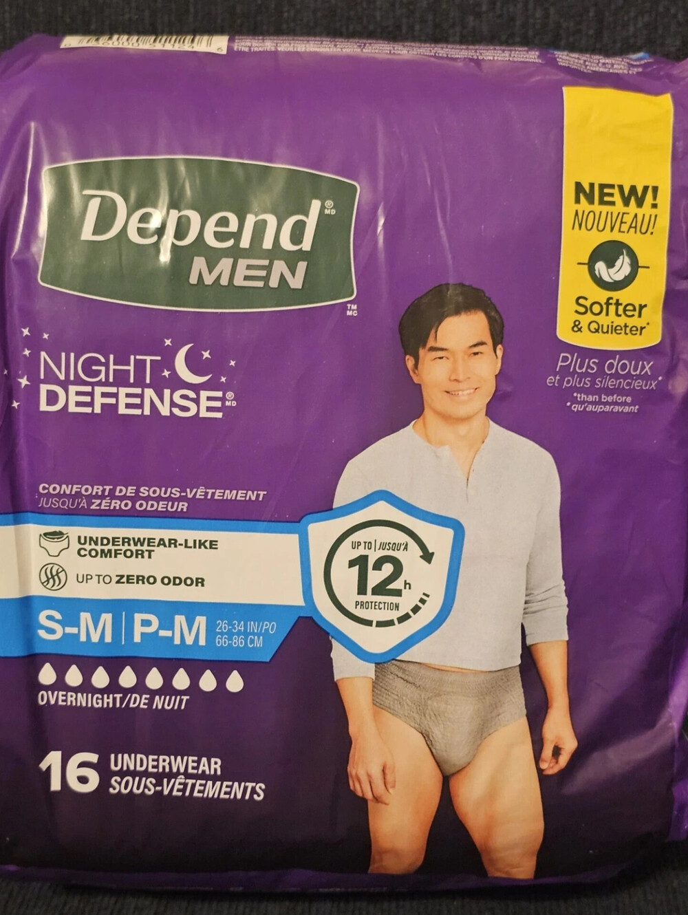 Open Box- Depend Night Defense Adult Diapers, Underwear for Men (14 ct)  S/M